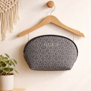 🛍️ GUESS black gray zip round oval G signature makeup bag